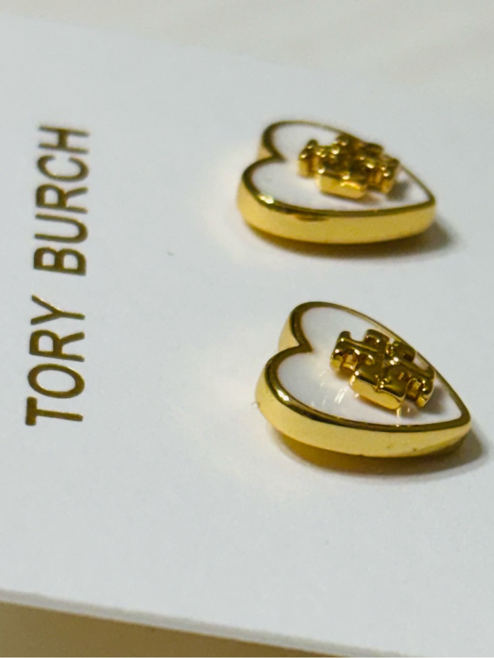 Tory Burch Forget Me Not 🤍 Heart Stud Earrings - Picture 4 of 9